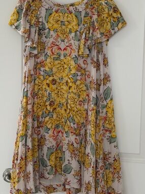 Free People Cream Floral Midi Dress with Yellow & Mint Print
